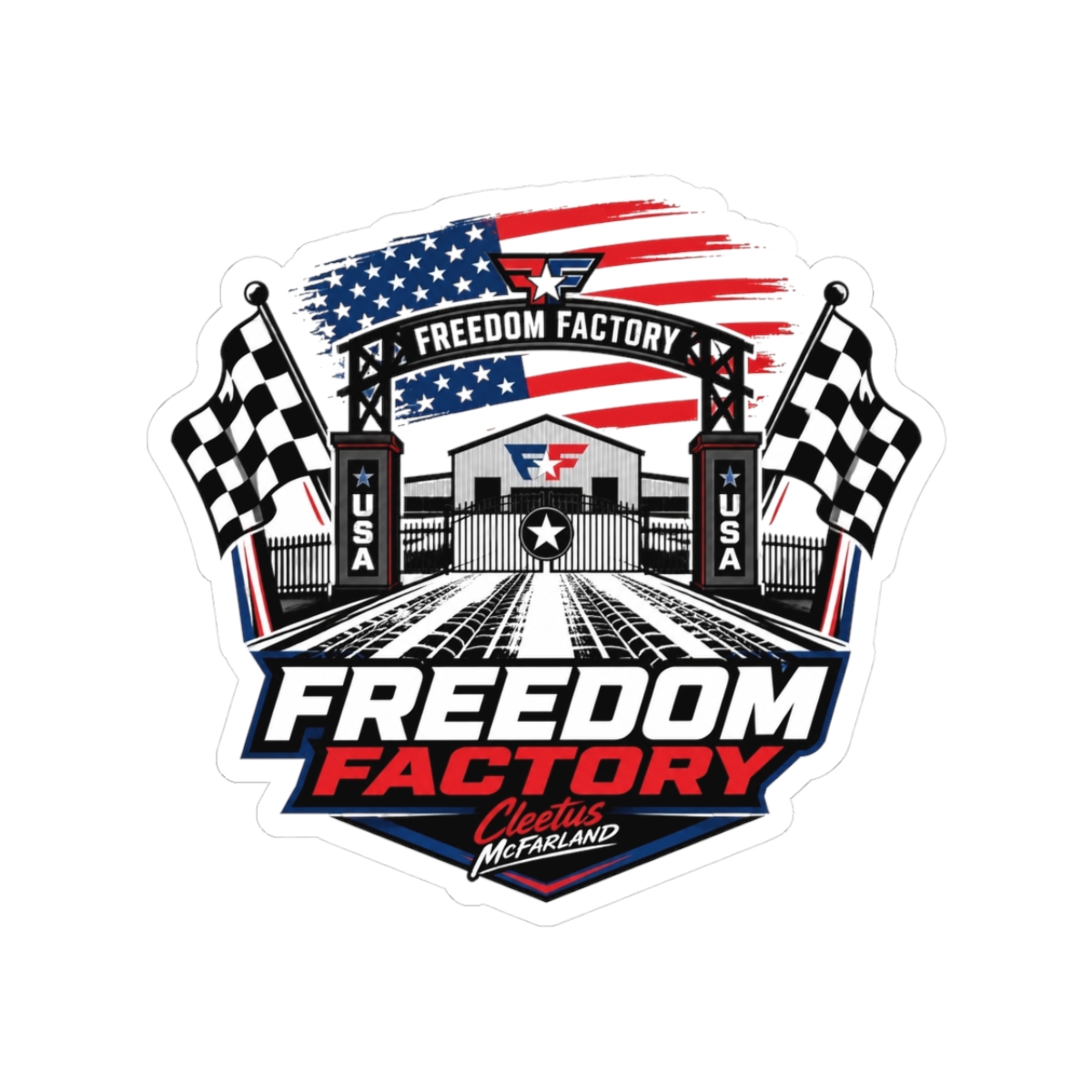 Cleetus McFarland "Freedom Factory" Sticker